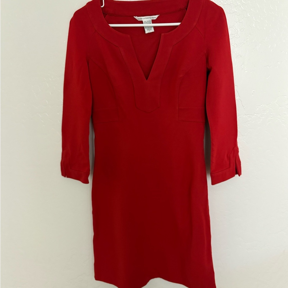 Diane Von Furstenberg Red Long Sleeve Dress